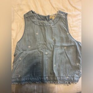 Cloth & Stone Blue Sleeveless Polka Dot Tank